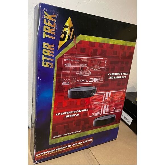 STAR TREK USS ENTERPRISE Schematic Acrylic LED SET - TOS & NEXT GENERATION NIB - Picture 2 of 10